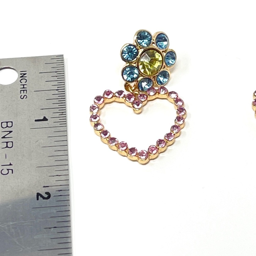 New Anthropologie Crystal Heart Drop Earrings - Picture 4 of 4
